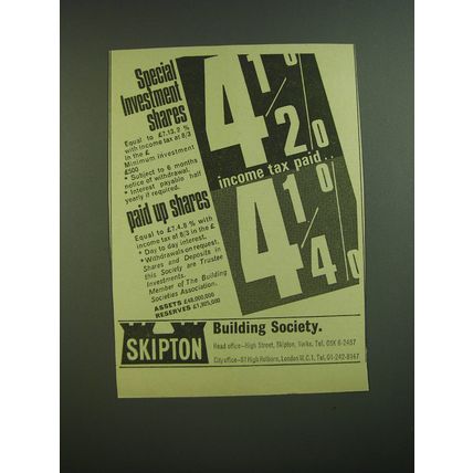 1968 Skipton Building Society Ad - Special Investment Shares