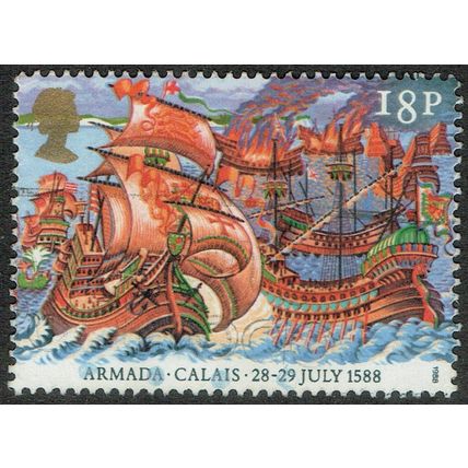 1988 400th Anniversary Spanish Armada 18p Multicoloured SG1403 GU