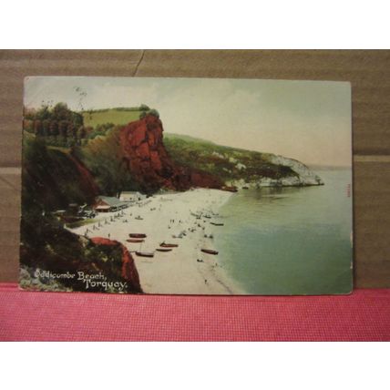 ODDICOMBE BEACH, TORQUAY, DEVON used antique postcard by F. Frith 1910 pm =