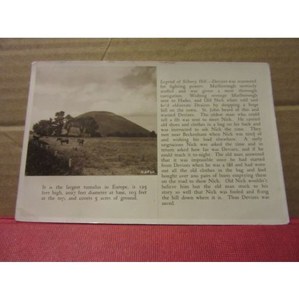 SILBURY HILL, near MARLBOROUGH, WILTSHIRE unused antique postcard RP =