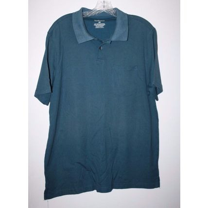 Van Heusen Men's Blue Cotton Blend Short Sleeve V Neck Polo Shirt by Size Large