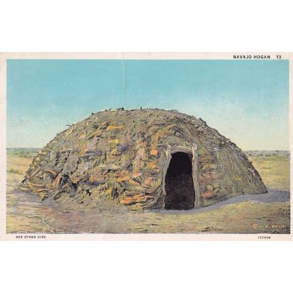 Postcard Navajo Hogan Indian Family On Reservation New Mexico Postcard