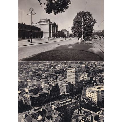 Zagreb Glavni Croatia Kolodvor & Aerial 2x Vintage Real Photo Postcard