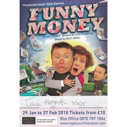 Funny Money Jane Hogarth Liverpool Hand Signed Theatre Flyer