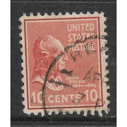 USA 1938 PRESIDENTIAL SERIES 10c BROWN RED JOHN TYLER SG811 FINE USED#2