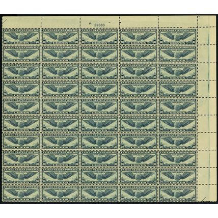 C24, Mint F-VF NH Sheet of 50 Airmail Stamps Brookman CV $675.00 - Stuart Katz