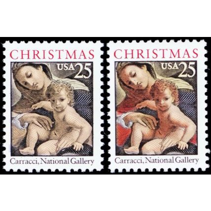 2427b, Mint XF 25¢ With Red Litho Color Omitted With Normal * Stuart Katz