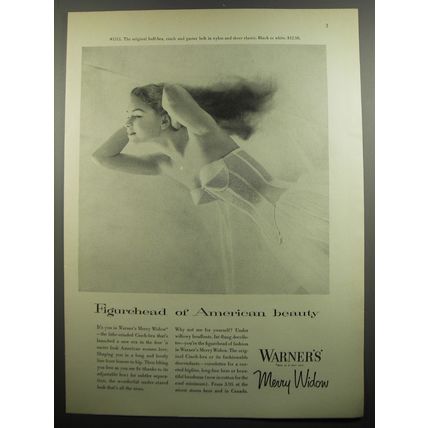 1955 Warner's Merry Widow Half-Bra Ad - Figurehead of American Beauty