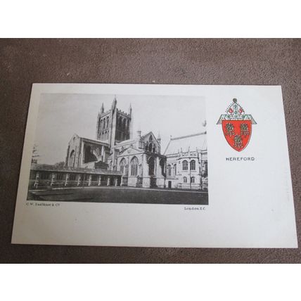 C.W Faulkner Postcard - Hereford Cathedral & Heraldry interest