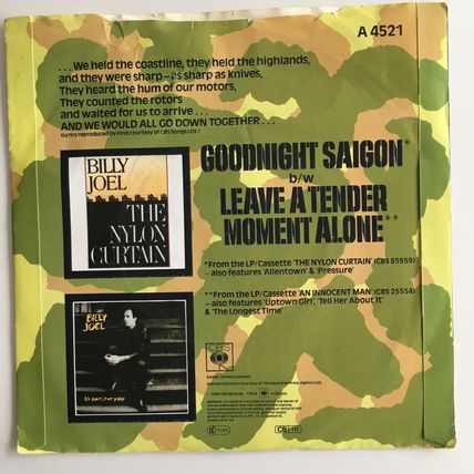 BILLY JOEL - GOODNIGHT SAIGON (UK 1982 7" VINYL SINGLE)