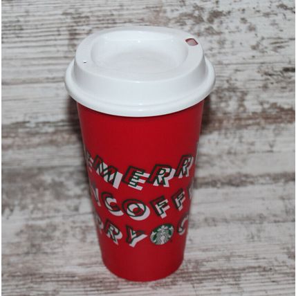 Starbucks Tumbler Holiday Christmas Red Reusable 16oz Merry Coffee Discontinued