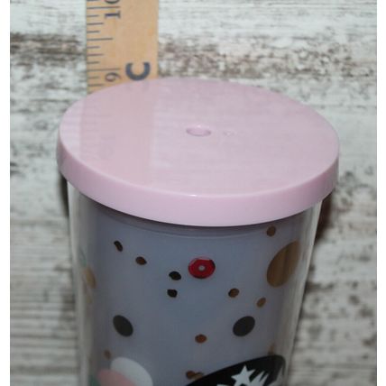 Rare STARBUCKS Holiday Tumbler 24 oz VENTI Cold Cup BE JOYFUL Pink Polka Dots