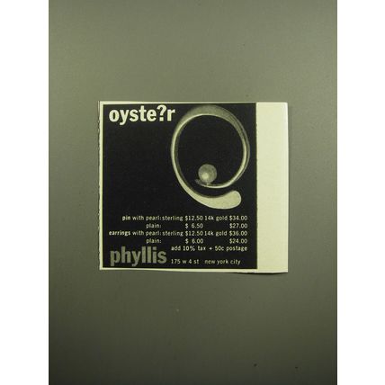 1960 Phyllis Jewelry Advertisement - Oyste?r