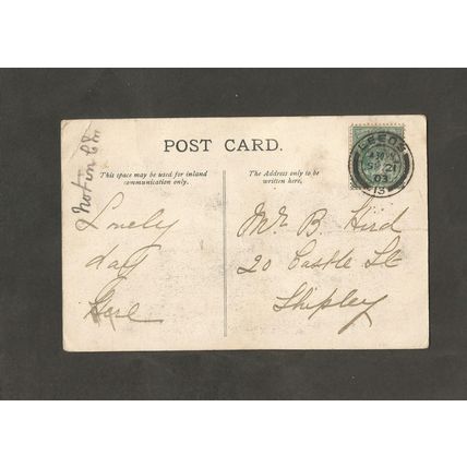 Genealogy Postcard Mr B Hird 20 Castle Street Shipley Yorkshire 1913