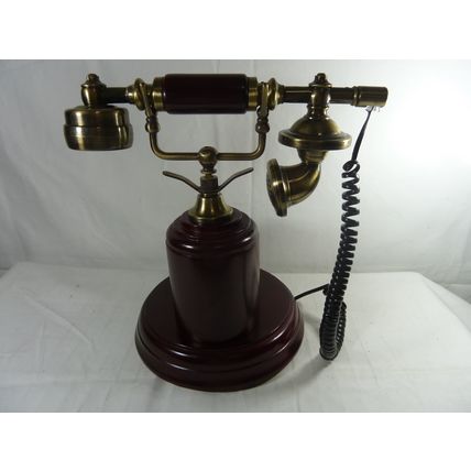 Accent Communications VTG Wood/Antique Bell-Shaped Landline Phone, Cherry,WORKS*