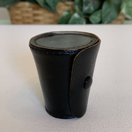 4 VINTAGE Metal German Nesting Shot Glasses Cups Set Black Leather Travel Case
