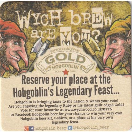 BEER MAT - WYCHWOOD BREWERY - GOLD BORN OUT OF CHARACTER - (Cat No 053) - (2014)