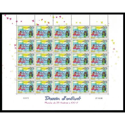 Fr. Polynesia Christmas 2008 Children's Drawings Full Sheet 2008 MNH