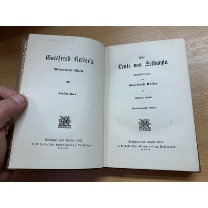 1906 GOTTFRIED KELLER "DIE LEUTE VON SELDWYLA" VOLS 1 & 2 GERMAN BOOKS (P5)
