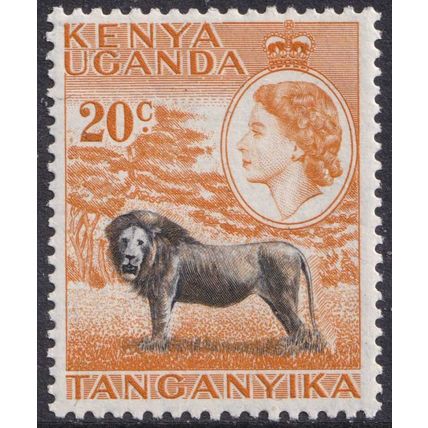 Kenya Uganda Tanganyika QEII 1954-59 20c Black Orange Lion SG170 Mint MLH