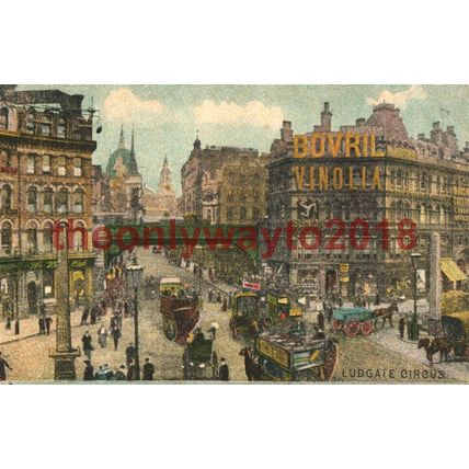 Bovril, Ludgate Circus, London, Postcard 1906