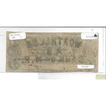 1864 Confederate $5.00 Bill Redeemed! Stamped worthless Rare!