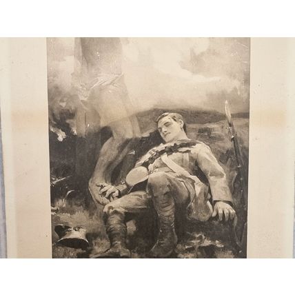 WW1 The Great Sacrifice Antique Print, Soldier Militaria Collectible Picture