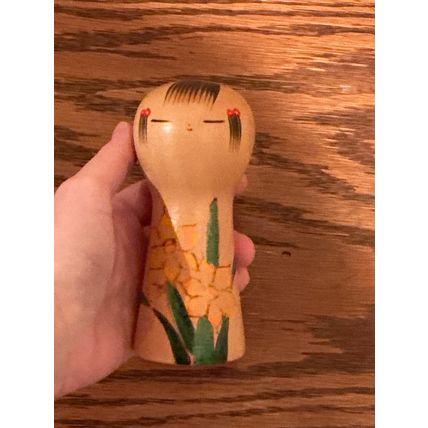 Vintage Hand Painted Unique Wooden Authentic Collectible Doll from Japan