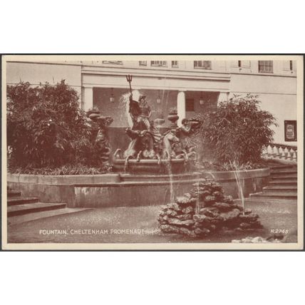 Fountain, Cheltenham Promenade, Gloucestershire, c.1940 - Valentine's Postcard