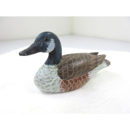 Vintage LOT of 5 Mini Duck Decoy Figures Stone Wood Hand Painted Mallard Goose