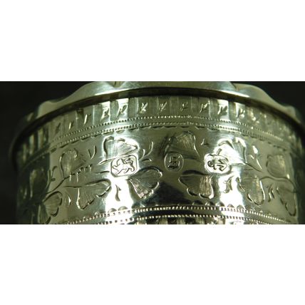 Victorian Hand Chased Solid Sterling Silver Napkin Ring By T Hayes 1892 Antique