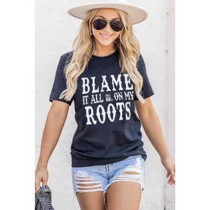 Black Blame It All On My Roots Graphic Tee