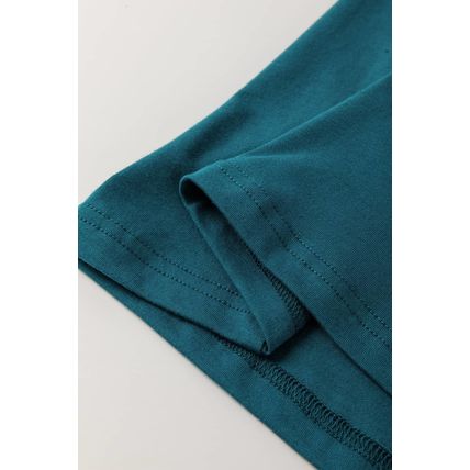 Blue Sapphire Solid Color Stitching Detail Round Neck Tank Top
