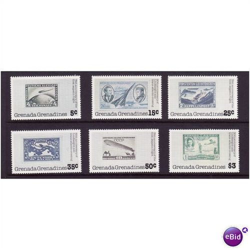 GRENADA/GRENADINES 1978 LINBERGH/ ZEPPELINS SET 6 VALS U/M MINT
