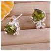 925 Silver Heart-Shaped Crystal stud Earrings- Green