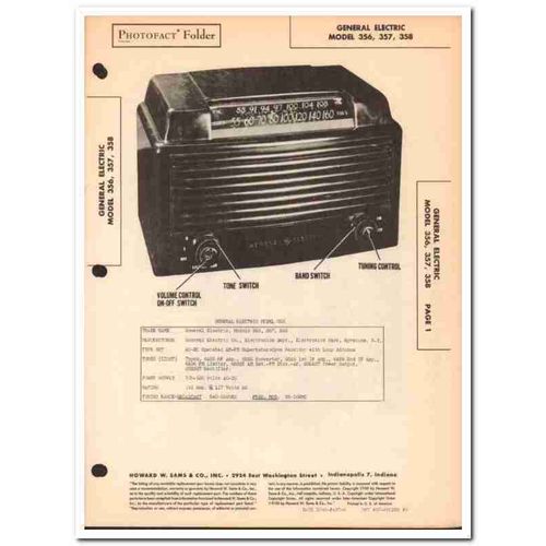 general electric model 356 357 358 am fm radio sams photofact manual
