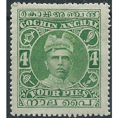 Cochin (IFS) 1911 SG28 4 Pies Green Mounted Mint..