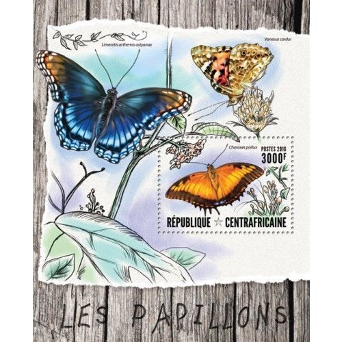 CENTRAL AFRICA 2016 SHEET MNH BUTTERFLIES PAPILLONS SCHMETTERLINGEN BORBOLETA 3A