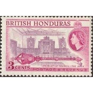 British Honduras 1953 3c Violet Purple Unmounted Mint SG 181 stamp Mace Chamber
