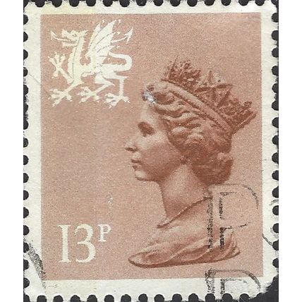 WALES, QE II, Machin, brown 1984, 13p, #5
