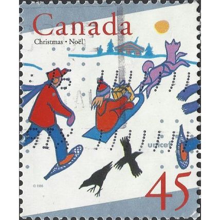 CANADA, CHRISTMAS, Travelling through the snow, grey 1996, 45c, #3