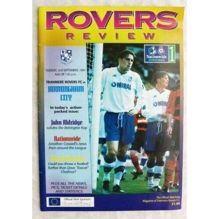 1997 programme Tranmere Rovers v. Birmingham City 2/9