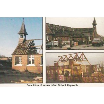 Primary School Demolition Disaster Keyworth Nottingham Village Postcard