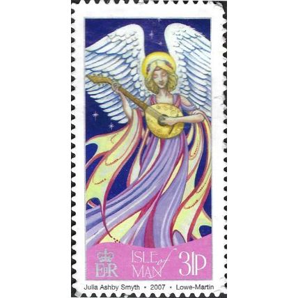 ISLE OF MAN, CHRISTMAS, Angel lutist, blue & pink 2007, 31p, #2