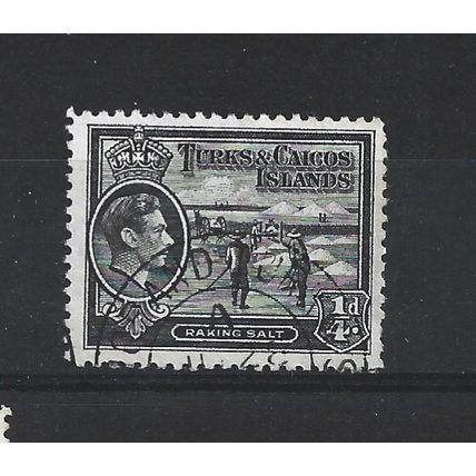 Turks&Caicos.SG194 1/4d Raking Salt (Black).Fine Used.Aug24e