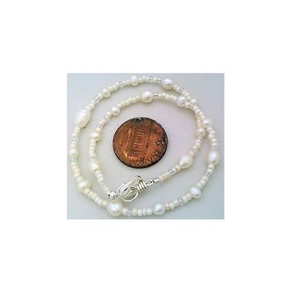 White Freshwater Pearl Beaded Anklet Bracelet