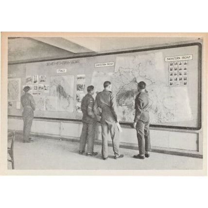 Map Room War Charts Alexander Military WW2 Club Old Rome Italian Postcard