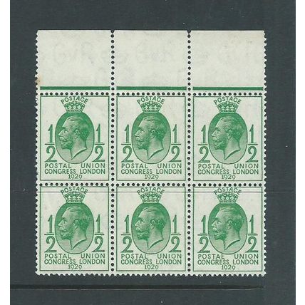 a george v puc sg434 sg 434 mnh block of 6 mnh one slight tone spot on margin