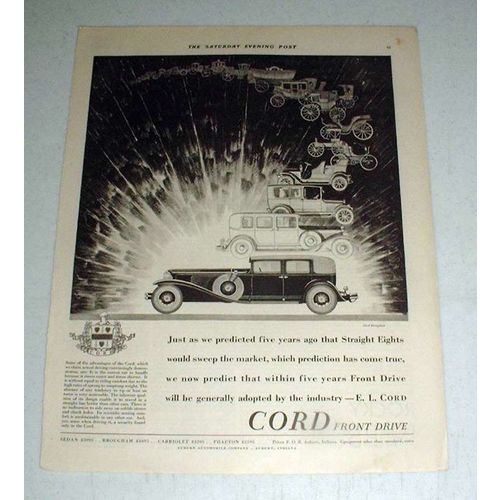 1930 Cord Brougham Car Ad - Front Drive