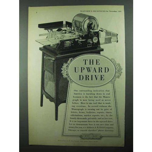 1931 A.B. Dick Mimeograph Ad - The Upward Drive